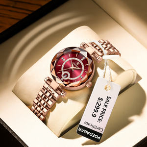 Montre à quartz de luxe pour femme 2026 avec diamants, aiguilles, résistance à l'eau 3 ATM, bracelet en acier inoxydable, lumineuse, nouvelle génération Qquartz - Product Image 1