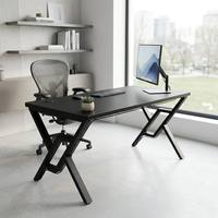 Bureau de jeu en bois contemporain minimaliste, poste de travail ergonomique pour ordinateur avec pieds en métal en forme de Z stables pour usage domestique ou professionnel