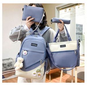 Girls' Geometric Korean Style 20-36L <b>Large</b> Capacity Eco-friendly Durable Zipper <b>Backpack</b> for High <b>School</b> & Primary Students - Product Image 3