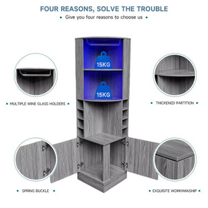 Mueble de Esquina Multifuncional de Madera Maciza de Estilo Moderno y Lujo Ligero, con Borde Triangular, para Montar en la Pared, para Cocina, Sala de Estar, Vino - Product Image 4