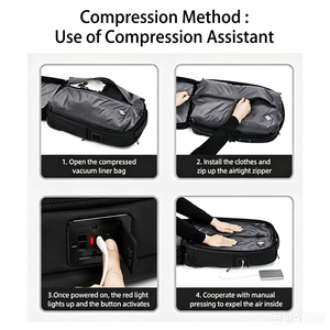 Expandable Anti Theft Auto Compress Trolley Backpack with TSA USB Removabla Air Bag Carry on <strong>Wheel</strong> Built in Pump Vacuum <strong>Rucksack</strong> - Product Image 4