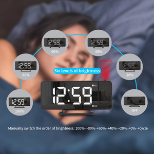 Đồng hồ 3D LED Tường LED Đồng Hồ Báo Thức Lớn kỹ thuật số Máy tính để bàn chiếu chiếu điện Sốc rung - Product Image 5