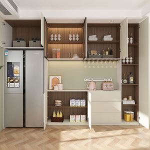 Buffet moderne et spacieux avec portes en verre, meuble essentiel pour salle à manger, bar à domicile, rangement de vaisselle, bois de manguier - Product Image 5