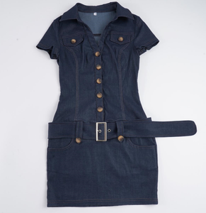 Bodycon Dress Solid Color Streetwear Slim Fit Short Sleeve Pencil Dress For Club Party Daily Wear - Product Image 2