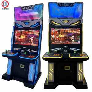 Bornes d'arcade rétro de combat vidéo personnalisables de 32 pouces à monnayeur, double joystick, 2 joueurs, avec fonction de poussée de pièces universelle - Product Image 4