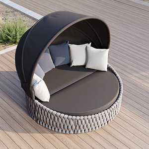 Chaise de <span class=keywords><strong>jardin</strong></span> 2 pièces pour terrasse, cour, imperméable, parasol, convertible, loisirs, vacances - Product Image 6
