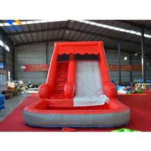 Toboggan aquatique gonflable commercial en PVC rouge pour adultes, château gonflable combiné avec toboggan aquatique pour fête aquatique - Product Image 4