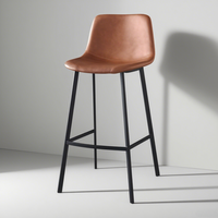 Chaises de bar modernes de luxe, tabourets de restaurant, style nordique, petit-déjeuner, velours, cuir avec tabouret en acier inoxydable, chaise de bar haute