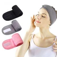 Bandeaux Spa Personnalisés en Microfibre avec Logo Tissé Blanc Noir pour Femmes, Filles, Soins du Visage, Lavage du Visage, Maquillage