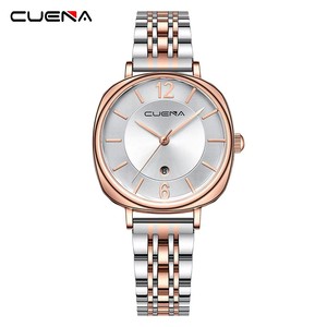 <span class=keywords><strong>Cuena</strong></span> 6055 or rose montre-bracelet de luxe pour fille 30M résistant à l'eau dames date automatique calendrier complet montres de ceinture en acier inoxydable - Product Image 1