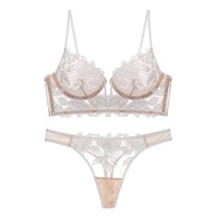 Nouvelle Lingerie Sexy 2026 pour Femme Adulte, avec Armatures, Respirante, Décolleté Plongeant, Broderie Fleur de Lys, en Maille Ultra-Fine, Effet Gainant