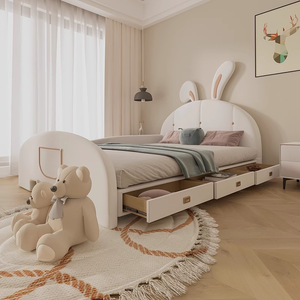 Nouveauté : <span class=keywords><strong>Lit</strong></span> enfant en bois massif de luxe, style lapin de dessin animé, avec barrière de sécurité et tiroirs de rangement - Product Image 4