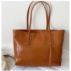 Women's large capacity PU handbag, fashionable and simple shoulder <b>bag</b>, zipper closed polyester leather tote <b>bag</b> - Product Image 5