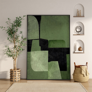 Pintura al Óleo Abstracta Hecha a Mano sobre <span class=keywords><strong>Lienzo</strong></span>, Verde Oscuro, <span class=keywords><strong>para</strong></span> Sala de Estar, Recibidor, Comedor, Dormitorio, Mural - Product Image 1