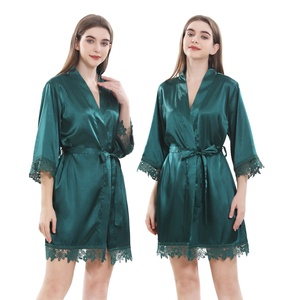 Vente en gros de haute qualité Robes de mariée pour demoiselle d'honneur Robe de bain en dentelle Chemise de nuit courte en satin Vêtements de nuit sexy pour femmes Vêtements de nuit - Product Image 2