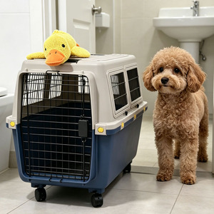 Transportín de Viaje para Perros Grandes con Esquinas Reforzadas y Diseño Anti-Impacto, con Ruedas Móviles y Cierre de Botón a Presión, Estilo Clásico y Moderno - Product Image 1