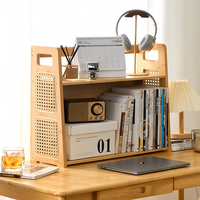 Étagère de bureau en bambou à 2 niveaux pour livres et magazines, organisateur de bureau pour la maison, le bureau, la chambre et l'étude