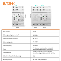 Saklar Transfer Manual ETEK 2P/4P ATS Saklar Listrik dengan Koil 220V Tipe PC untuk Tenaga Kota Energi PV 40/63A Din Rail Generator