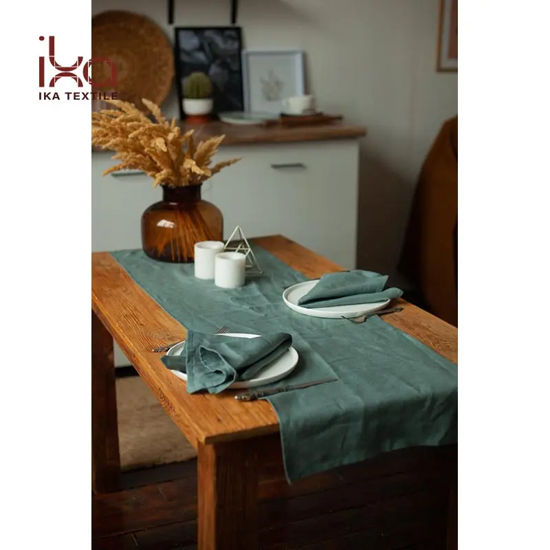 Serviettes de Table en lin délavé, tissu carré, populaire, élégant, fait à la main, doux, vert Olive, pour Table, nouvel arrivage 100%, 50 pièces