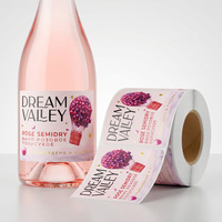 Étiquettes autocollantes en rouleau personnalisées, imprimées en couleur avec dorure à chaud, imperméables, avec logo privé pour l'emballage de bouteilles de vin rosé