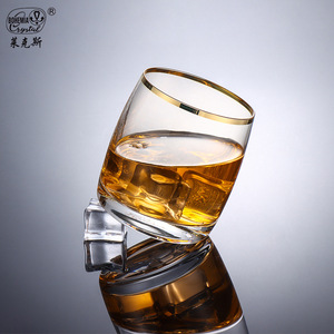 Crystal Whiskey Glass 201-300ml Gold Plated Rim Party Drinkware - Product Image 3