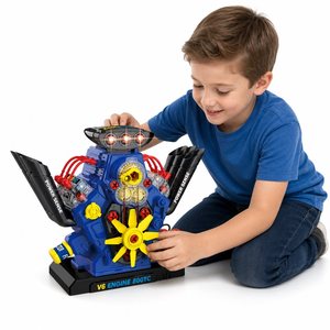 Kit de construction de modèle de moteur V6 éducatif STEM, 42 pièces, jouet mécanique DIY avec son et lumière <span class=keywords><strong>pour</strong></span> enfants - Product Image 1