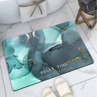Tapis de salle de bain à motif marbré CF, tapis de douche antidérapant, absorbant l'eau, en diatomite, tapis de bain en caoutchouc, tapis de porte