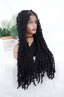 LINDAL Butterfly Locs Triangle Perruques tressées sans nœuds pour femmes Faux Locs Perruque tressée sans nœuds avec cheveux de bébé Perruque tressée en dentelle complète