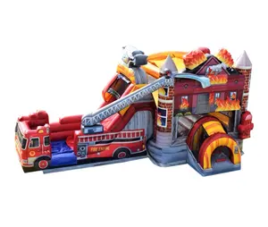 Large Inflatable Fire Truck Bouncer Bouncy Castle Factory Direct Sale