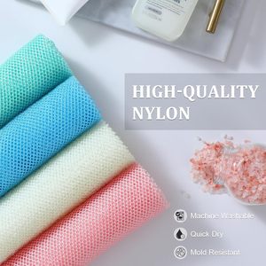 Custom Skin Nylon Exfoliating Back Long Scrubber Vacuum Package Mesh Shower <b>Scrubbing</b> Sponge Nylon Bathing African Net Sponge - Product Image 4