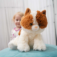 Jouet en peluche pour chat, animal en peluche, chaton réaliste mignon, doux, brun et blanc, parfait pour les enfants, les adultes, cadeau pour les amoureux des chats, haute qualité