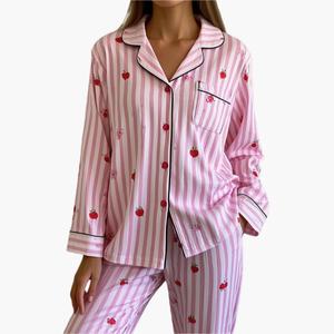 Stripe Print Bamboo Pajamas Custom Modal Loungewear Set Soft Pyjamas Set Woman Soft Pyjamas Women Sleepwear Pajamas Sets Clothes - Product Image 3