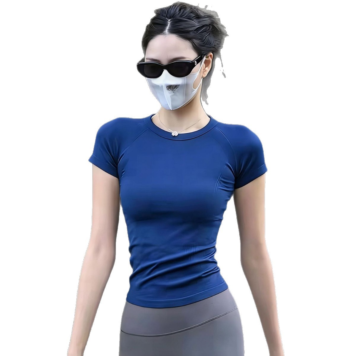 Europe and America Yoga Wear for Women, Seamless Pilates Top, Fitness Short-sleeve Round-neck Summer Slim-fit T-shirt