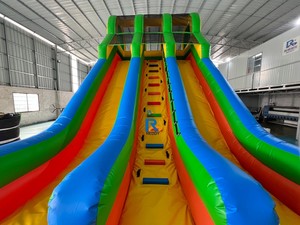 Ngoài trời trong nhà thổi lên khô trượt nước thương mại Inflatable sân chơi cầu vồng slide với leo tường cho mùa hè bên - Product Image 6