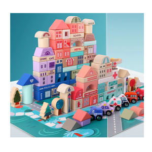 Set di 115 Pezzi per Costruire una Casa dell'Amicizia, Blocchi Impilabili Fai-da-Te per Bambini, Giocattoli Educativi in Legno - Product Image 1