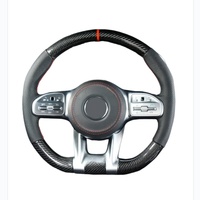 Volant en fibre de carbone noir modifié avec palettes de changement de vitesse, compatible avec Mercedes-AMG C-63 A-45/E-213