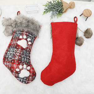 Wholesale Bulk Luxury Faux Fur Cuff Plaid Pet <strong>Dog</strong> Embroidery <strong>Christmas</strong> <strong>Stockings</strong> - Product Image 5