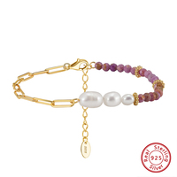Mlluki MPB05 Valentijnscadeauarmband Dames Zoetwaterparel Natuurlijke paarse edelsteenkettingarmbanden Boheemse stijlen voor meisjes