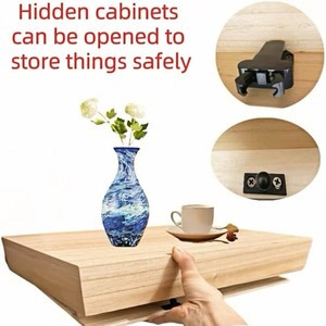 Wooden <b>Wall</b>-<b>Mounted</b> Storage Box Rectangle Natural Wood Color Covered Multi-Purpose Home Living Room <b>Shelf</b> - Product Image 3