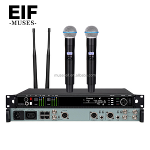 Micrófono de karaoke inalámbrico digital de doble canal UHF true Diversity de 2 canales, micrófono inalámbrico de metal con ksm8 para rendimiento - Product Image 1