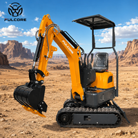 Mini-excavatrice Fulcore conforme aux normes CE, avec vérins hydrauliques montés sur le dessus et chenilles en caoutchouc, pour le marché mondial