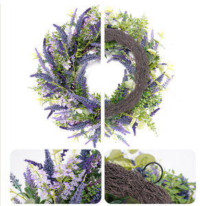 Aritificial Flower <b>Christmas</b> <b>Wreaths</b> Vine Base Purple Decorative Flowers <b>Wreaths</b> and Plants for Front <b>Door</b> Decor - Product Image 2