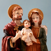 Statue en résine de la Sainte Famille et Saint Antoine, figurine religieuse catholique, ornement de bureau chrétien, décoration de chapelle, sculpture de baptême
