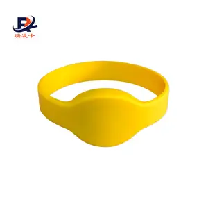 Fábrica al por mayor pulsera 13.56mh impermeable NFC ajustable silicona RFID pulsera para control de acceso