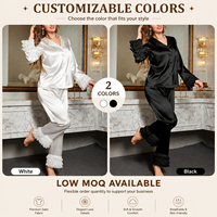 Ensemble de pyjama deux pièces en satin de soie élégant pour femme, sexy, ODM, robe de nuit de luxe