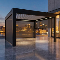 Pergola bioclimatique motorisée robuste en aluminium avec finition thermolaquée, contrôle par application, dimensions personnalisées pour balcon et jardin