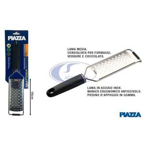 Grattugia in Acciaio Inox con Manico Antiscivolo Lama Media CM.31.5 Utensile per Frutta e Verdura Dimensioni 6.5X13.5 - Product Image 1