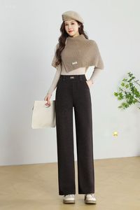 <span class=keywords><strong>Pantaloni</strong></span> invernali larghi larghi a vita alta da donna <span class=keywords><strong>pantaloni</strong></span> larghi Casual a gamba larga <span class=keywords><strong>con</strong></span> decorazione frontale <span class=keywords><strong>con</strong></span> <span class=keywords><strong>bottoni</strong></span> - Product Image 3