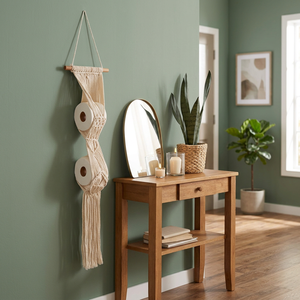 Jardinière murale ronde en macramé sculptée à la main Homly, support de pot suspendu en coton écologique, capacité de 15 kg, pour plantes d'intérieur/extérieur - Product Image 2
