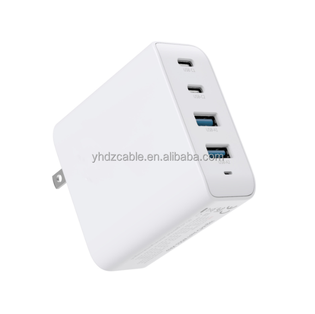 100W GAN Fast Charger Multi-Port Travel Charger 2USB C+2USB QC3.0 Wall Charger for Apple Samsung Android Universal Phone Adapter